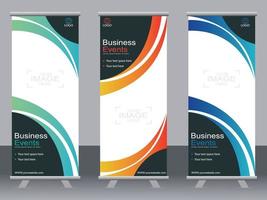 Business banner roll up set  standee banner template. vector