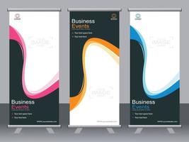 Business banner roll up set standee banner template. vector