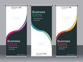 Business banner roll up set standee banner template. vector