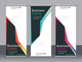 Business banner roll up set standee banner template. vector