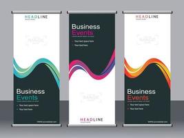 Business banner roll up set standee banner template. vector