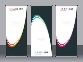 Business banner roll up set standee banner template. vector