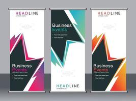 Business banner roll up set standee banner template. vector