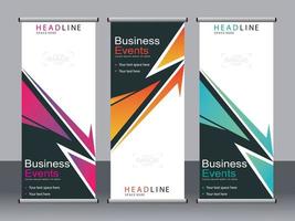 Business banner roll up set standee banner template. vector