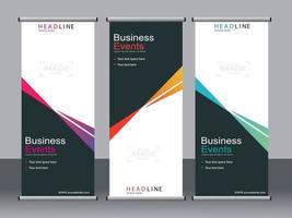 Business banner roll up set standee banner template. vector