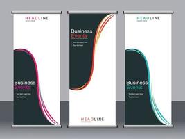 Business banner roll up set standee banner template. vector