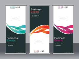 Business banner roll up set standee banner template. vector