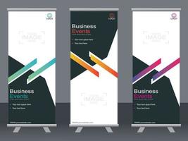 Business banner roll up set  standee banner template. vector