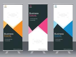 Business banner roll up set  standee banner template. vector