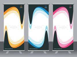 Business banner roll up set standee banner template. vector