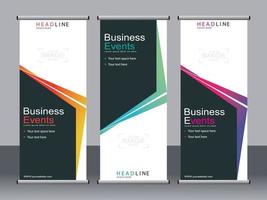 Business banner roll up set standee banner template. vector