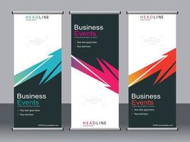 Business banner roll up set standee banner template. vector