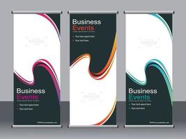 Business banner roll up set standee banner template. vector