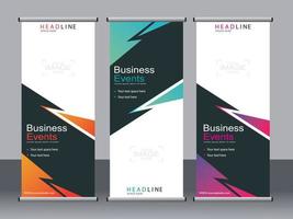 Business banner roll up set standee banner template. vector