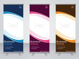 Business banner roll up set  standee banner template. vector