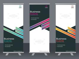 Business banner roll up set  standee banner template. vector