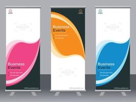 Business banner roll up set standee banner template. vector