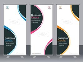 Business banner roll up set standee banner template. vector