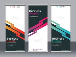 Business banner roll up set standee banner template. vector