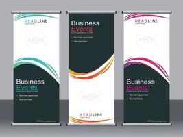 Business banner roll up set standee banner template. vector