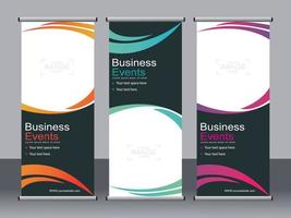 Business banner roll up set standee banner template. vector