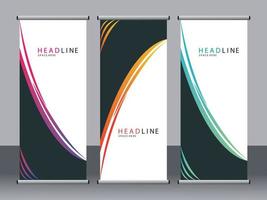 Business banner roll up set standee banner template. vector