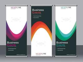 Business banner roll up set standee banner template. vector