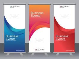 Business banner roll up set standee banner template. vector