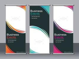 Business banner roll up set standee banner template. vector