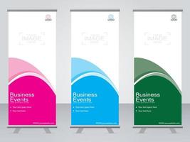 Business banner roll up set  standee banner template. vector