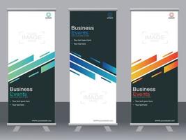 Business banner roll up set  standee banner template. vector