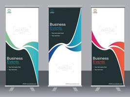 Business banner roll up set  standee banner template. vector