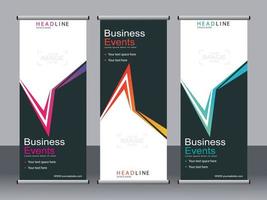 Business banner roll up set standee banner template. vector