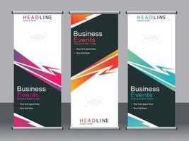 Business banner roll up set standee banner template. vector