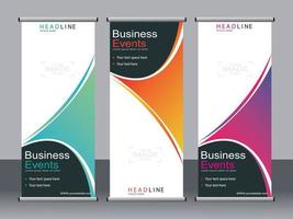 Business banner roll up set standee banner template. vector