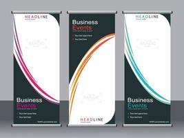 Business banner roll up set standee banner template. vector