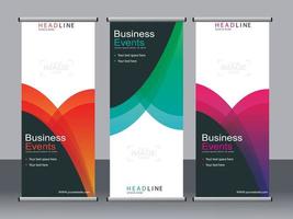 Business banner roll up set standee banner template. vector