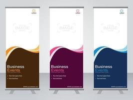 Business banner roll up set  standee banner template. vector