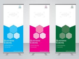 Business banner roll up set  standee banner template. vector