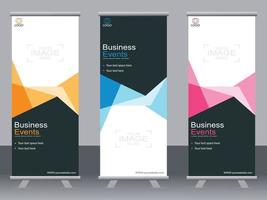 Business banner roll up set  standee banner template. vector