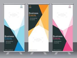 Business banner roll up set standee banner template. vector