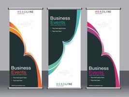 Business banner roll up set standee banner template. vector