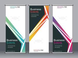 Business banner roll up set standee banner template. vector