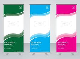 Business banner roll up set  standee banner template. vector