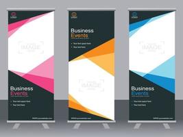 Business banner roll up set  standee banner template. vector