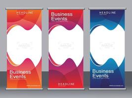 Business banner roll up set standee banner template. vector