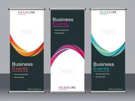 Business banner roll up set,standee banner template. vector