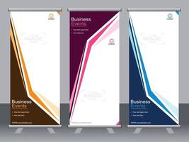 Business banner roll up set standee banner template. vector