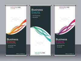 Business banner roll up set standee banner template. vector