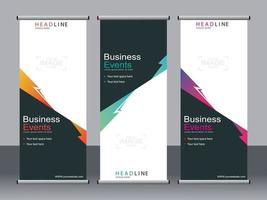 Business banner roll up set standee banner template. vector